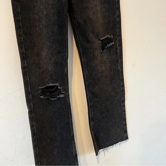 THATSSOFETCH Varski Semi-Wide Leg Black High Waisted Raw Hem Jeans - Picture 5 of 11